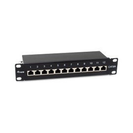 Equip 326623 12-Port Cat.6A Shielded Patch Panel, 10", Black