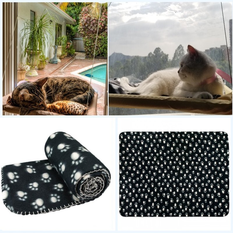JZK Window mounted cat basking hammock + cat blanket, suction
