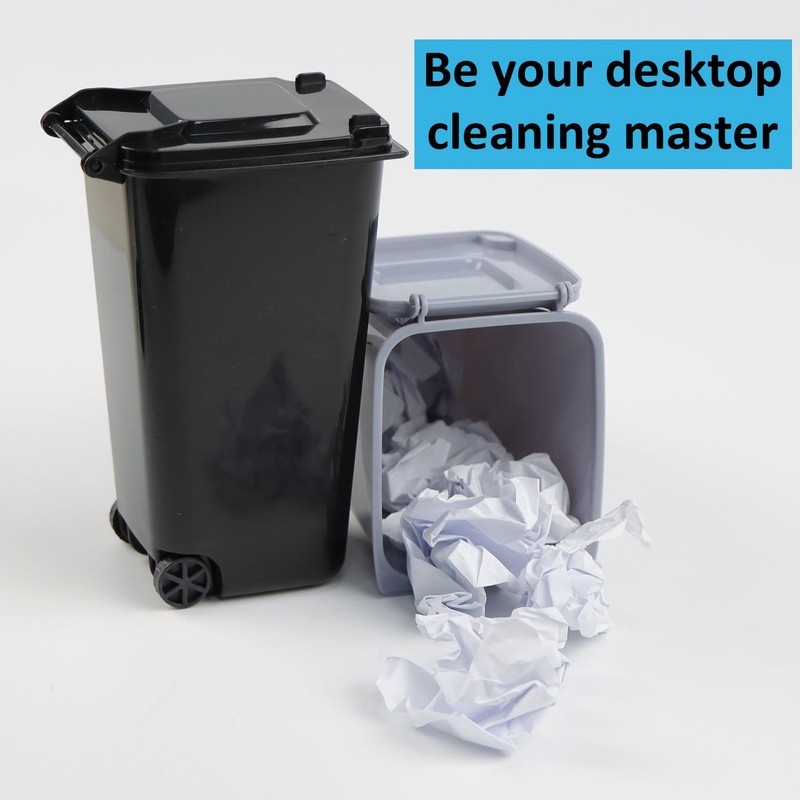TAIANJI Pack of 2 Mini Plastic Table Rubbish Bin with