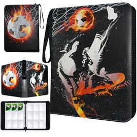 900 Pockets Soccer Card Binder, Trading Card Binder 9 Pocket with 50 Removable Sleeves Fits 900 Sport Cards, 3 Ring Card Holder Binder with Zipper, Collector Storage Album