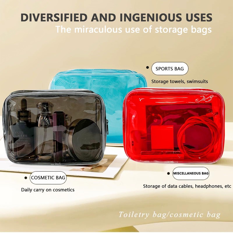 TotePrint Clear PVC Toiletry Bags in 1 Bright Colours Large