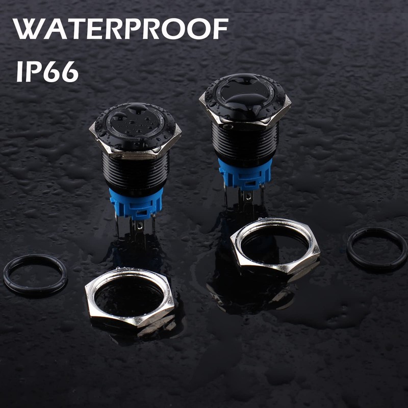 DMWD 2PCS 19MM Momentary Push Button Switch 12V-24V LED Indicator