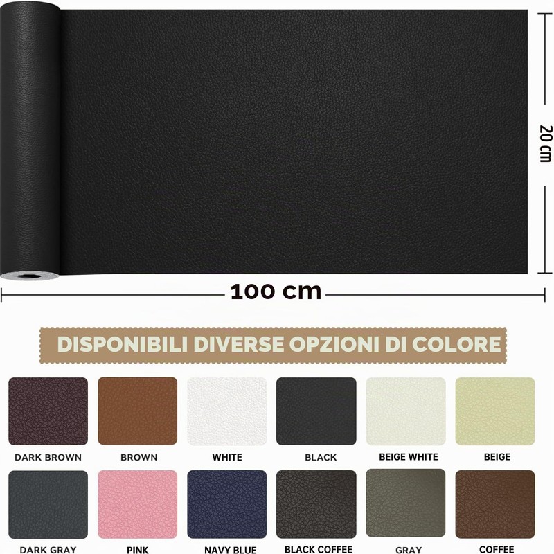 Pelle Adesiva per Riparazioni Autoadesivo, 20 x 100 cm Patch