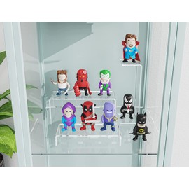 Janaden Acrylic Riser Display Stand, Transparent Display Shelf for Pop Figures, Collectables, Cupcake, Jewellery, Retail, Stairs Decoration Stand for Product Presentation (Pack of 6)