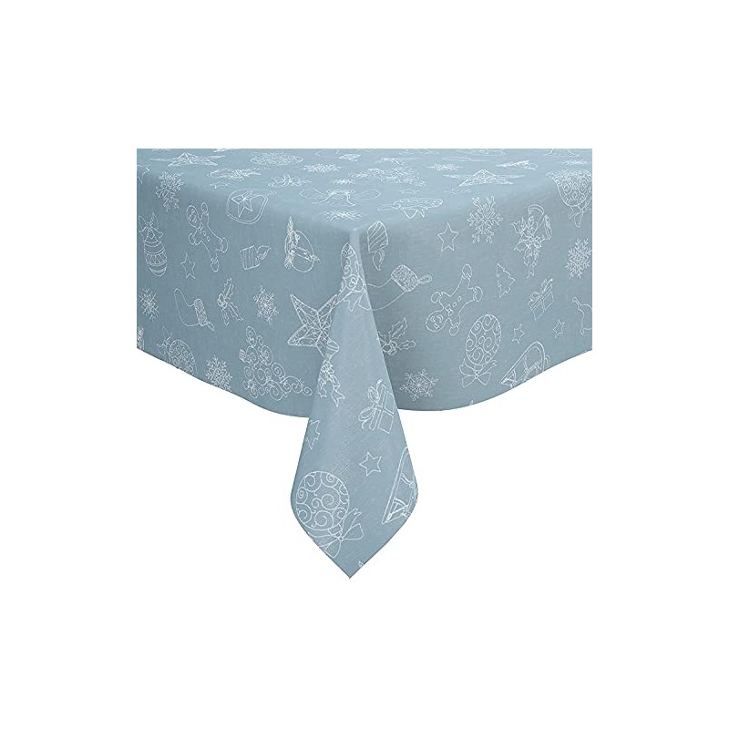 Karina Home Christmas Festive Linen Look PVC Wipe Clean Tablecloth