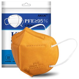 akgk KN95 Face Mask 50 PCS, Breathable Protection Masks, 5-Ply KN95 Orange Masks, Cup Dust Safety Masks