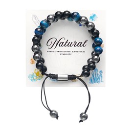 Triple Protection Energy Bracelet, Healing Crystals for Negative Energy Protection, Unisex Amulet with Obsidian, Tiger Eye, and Onyx Stones, Spiritual Jewelry for Men and Women, Healing, Manifestation, and Wellness(8mm Obsidian Blue Tiger Eye Bracelet)