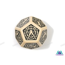 Hit Location Die | Giant (30mm) 12-Sided Random Body-Part Generator Die (1) | Acrylic Die - Color: Parchment (Tan & Black)