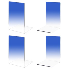 Honagu Book Ends, Acrylic Bookends, Clear Book Ends for Shelves,Desk Book Organizer, Book Holder Stand Decorative for Heavy Books, CDs, Video Games(2 Pair/4 Pieces, Gradient Royal Blue)