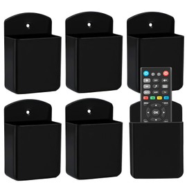 JIABEIUS 6 Pcs Wall Mounted Remote Control Holder, Self-Adhesive TV Air Conditioner Remote Control Holder, Hanging Storage Organizer for Home Office School (Black)