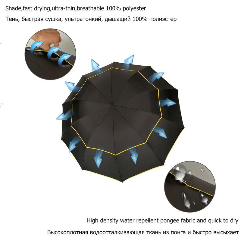 Kalolary Extra Large Golf Umbrella Folding Umbrella Rainproof Compact Black