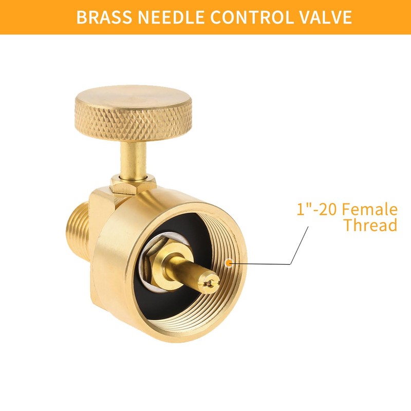 YHXGLJDKA 1LB Brass Propane Needle Control Valve, Disposable Adjustable Pressure