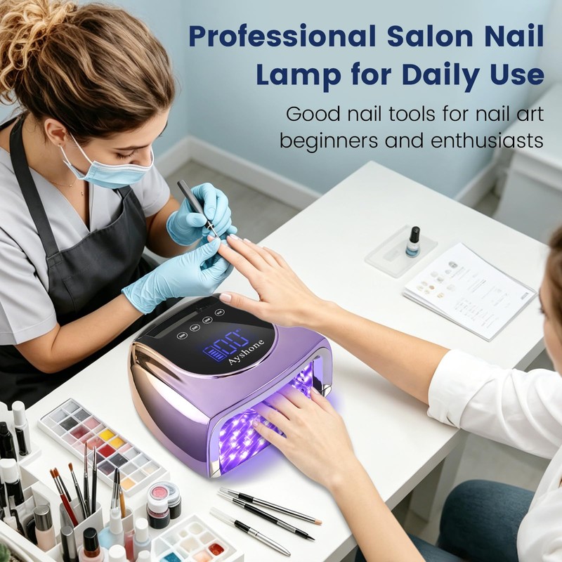 Ayshone Professional Rechargeable 96W UV LED Nail Lamp,Cordless UV Light