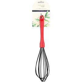 Natural Home Molded Bamboo Silicone Whisk, 12-Inch, Red