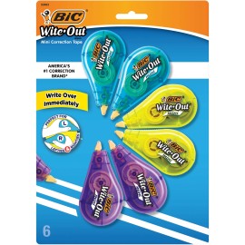 BIC Wite Out Mini Correction Tape 6 Pack White No Dry Time Reliable School Of...