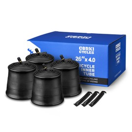 Corki Cycles 4-Pack 26 Inch Fat Bike Tube 26 x 4.0 Schrader Valve 32mm - Durable Butyl Rubber 26 Bike Inner Tube