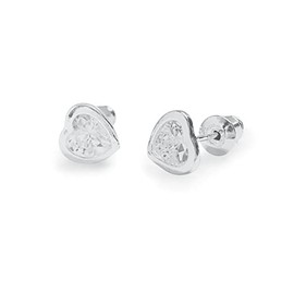 LIFE CHARMS GIFT FOR Her Heart Shaped Crystal Silver Plated Stud Earrings JEWELLERY