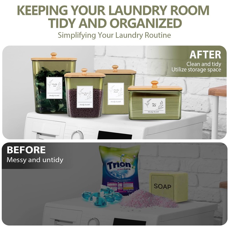 Zingbee 4 Pack Laundry Pods Container & Dryer Sheet Holder,