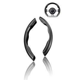 Honwor Enhance Your Drive: Non-Slip Carbon Fiber Steering Wheel Cover - Universal Fit, Stylish & Safe - Black Car Accessory