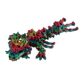 Aultuotion 3D Printed Bone Dragon Statue, Colorful Dragon, 5.51 inch (14 cm) Dragon Gadget Sculpture, Home Decor Statue (Palette Rainbow, 19cm)