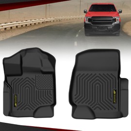 CHEDA TPE Floor Mats Cargo Liners All-Weather Protection Compatible with Ford F150 Super Crew 2015-2025 (Fit 22-24 Lightning Models) 2PCS