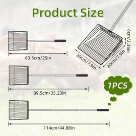 Lconvicely 44.5" Chicken Poop Scooper - Adjustable Stainless Steel Chicken Coop Accessories, Extendable Multi-Purpose Pooper Scooper for Poultry Keepers & Cat Owners (Sliver)