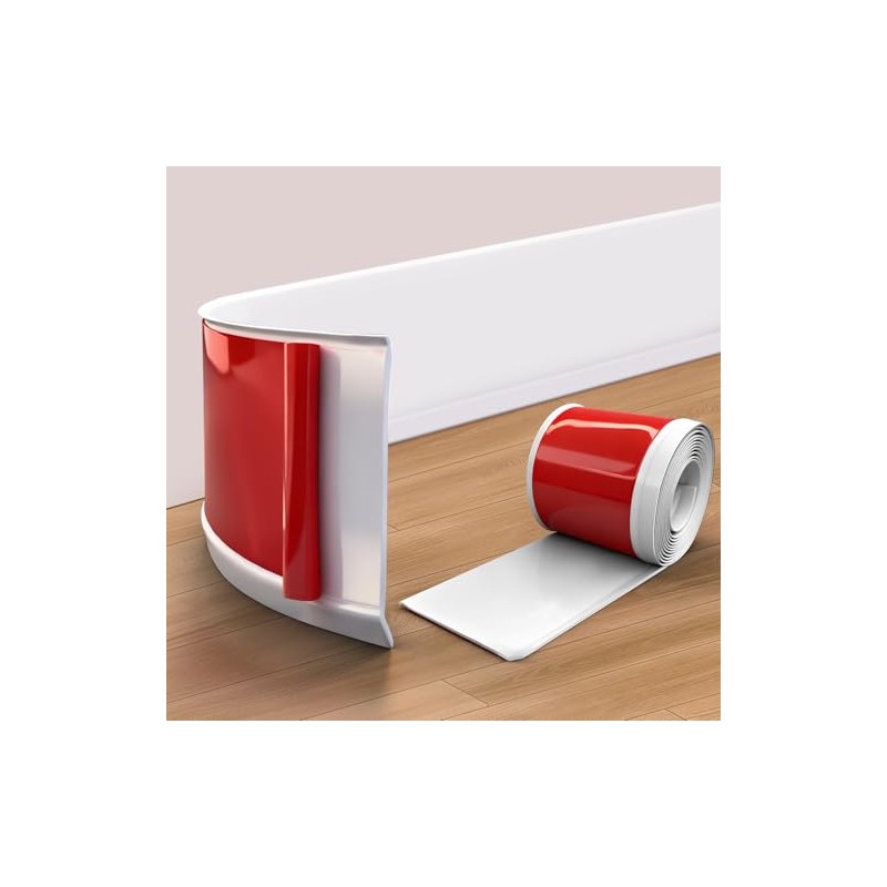 Vinyl Wall Base, 4 Inch(W) x 10 Feet(L) Flexible Baseboard