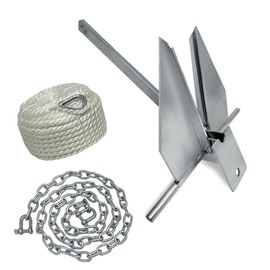 GOIMGN Heavy Boat Anchor Kit，Galvanized Fluke Style Anchor Kit Includes 8.5 lb Galvanized Fluke Anchor with Anchor Chain, Rope, Shackles
