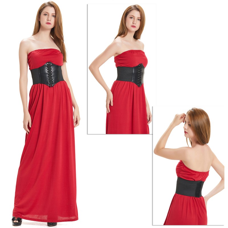HANERDUN Women's Elastic Corset, Lacing Belt, Retro Belt, Tied Waspie