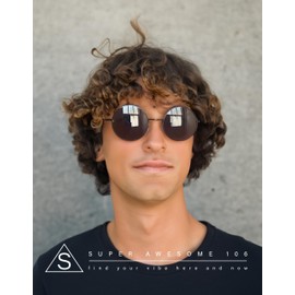 SA106 Retro Vintage Flat Color Circle Round Lens Sunglasses Black Fuchsia