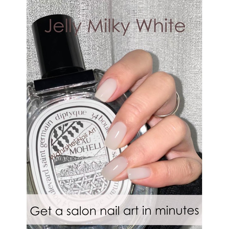 UV Gel Nail Stickers, Milky 20pcs Semi Cured Gel Nail