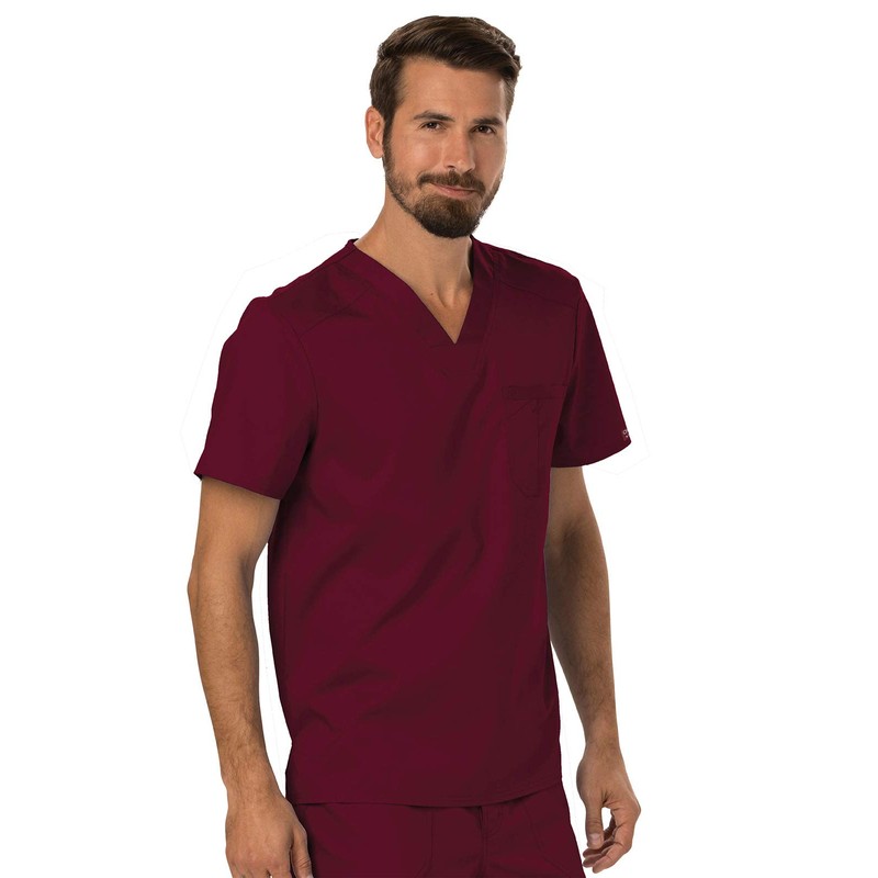 Cherokee Men's V-Neck Top, Wine, Large