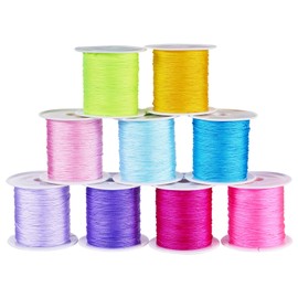 PandaHall 9 Rolls 0.4mm Nylon Thread Braided Beading String Chinese Knotting Cord for DIY Crafts Macrame Friendship Bracelets Necklaces Jewelry Making