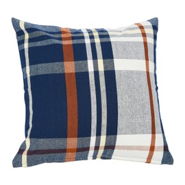 Creative Co-Op Square Plaid Cotton Pillow, Blue