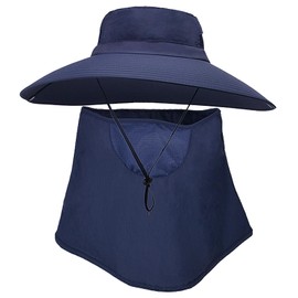 WANYIG Sun Hats with 13.5 cm Wide Brim Sun Hat for Women Men Summer Hat Fishing Hat with Neck Protection UV Protection 360° Sun Protection Boonie Hat Hiking Hat Fishing Hat with Neck Cap, navy