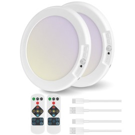 GOEBLESON 2 Pack Rechargeable Motion Sensor Closet Light with Remote, Wireless Ceiling Light, Battery Operated LED Ceiling Light, 3CCT, Dimmable Ceiling Light for Shower Stairs Garage Pantry Hallway