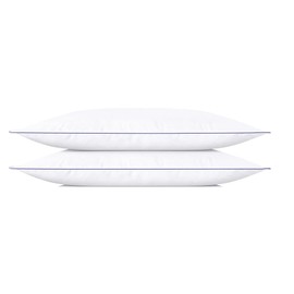 SILUI Extra Flat Soft Thin Pillows Standard Size Set of 2 Pack Bed Pillow with Down Alternative Fill for Side Back Stomach Sleepers, 20x26 Inches, White