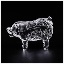 YISHUI Chinese Zodiac Transparent Glass Figurine Home Glass Craft Glass Figurine Miniature Animal Figurine (Pig)