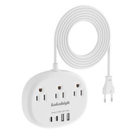 European Travel Plug Adapter with USB C, Multi Country Outlet Adapter with 3 AC Outlets and 4 USB Ports, Type C Plug Converter for US to Most of Europe Iceland Spain Italy France Germany etc