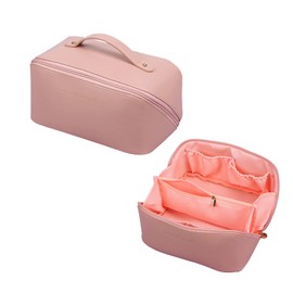 CORIOS Toiletry Bag for Women Portable Make Up Bag Waterproof Wash Bag PU Leather Cosmetic Bag Bathroom Shower Bag Multifunctional Travel Organizer for Shampoo, Cosmetics, Toiletries Pink
