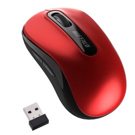 Buffalo BSMBW315RD Wireless Mouse, 5 Buttons, Equipped with Backward/Forward Buttons, Small, Lightweight, Energy Saving Model, Can Be Used Up To 584 Days, BlueLED, Red