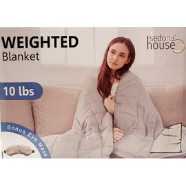 Sedona House 10 lbs Weighted Blanket Gray 48" x 72" Inch & Bonus Eye Mask, Adult