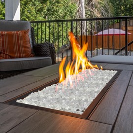 10lbs Fire Pit Glass - 1/2in Reflective Crushed Glass Rocks for Propane or Electric Fireplaces, Landscape, or Vases by Home-Complete (Diamond Clear)