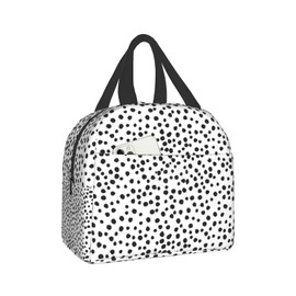Hulnulnu Aesthetic Polka Dot Insulated Lunch Bag - Reusable Lunch Box - Portable Cooler - Waterproof Lunch Tote for Picnic, Office, Work