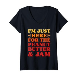 Womens Peanut Butter and Jam I Love Peanut Butter Funny V-Neck T-Shirt