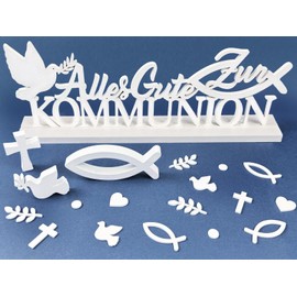 Communion Decoration, Lettering Table Decoration Communion 65 Pieces, First Communion Decoration Wooden Fish Wooden Cross Dove, Scatter Decoration Fish, Decoration Communion Girl Boy