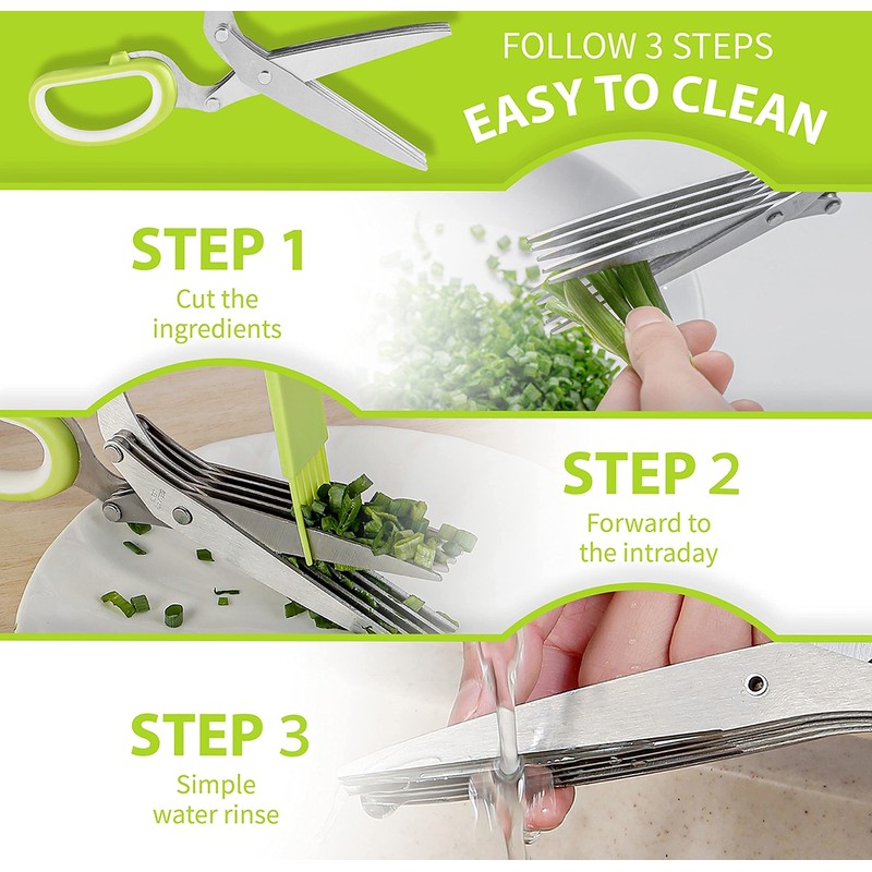 SASACIA 2-Pack Herb Scissors Set with 5 Blades & 3