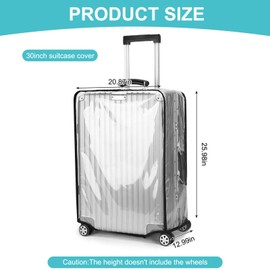 Clear PVC Suitcase Cover Protector for 30 Inch Luggage Waterproof Travel Dust Cover Wheeled Suitcases Transparent Durable Luggage Protector Fits 30 Suitcase Easy On Off