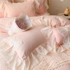Ruffled Bedding Bow Duvet Cover -Twin Size Pink Chic Lace