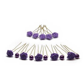 15-Piece Bridal Hair Jewellery Set 3-G Purple